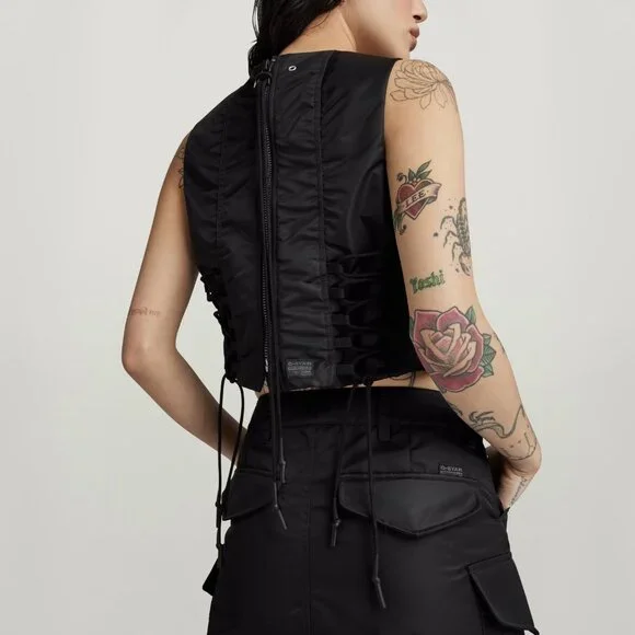 G-Star MA-1 Cropped Sleeveless Padded Top – Dark Black – XS (NWT) - Picture 2 of 11
